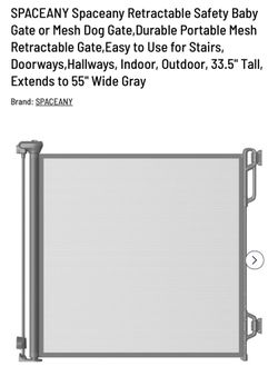 Retractable Baby Gate. 55” Grey In Color 