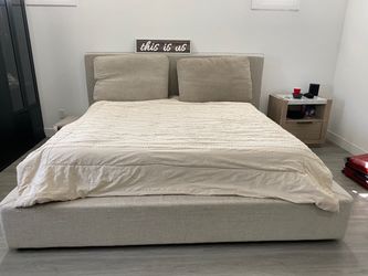 Upholstered King Platform Bed Frame