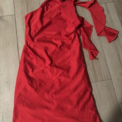 New Vestido Una Manga Color Rojo Nuevo 