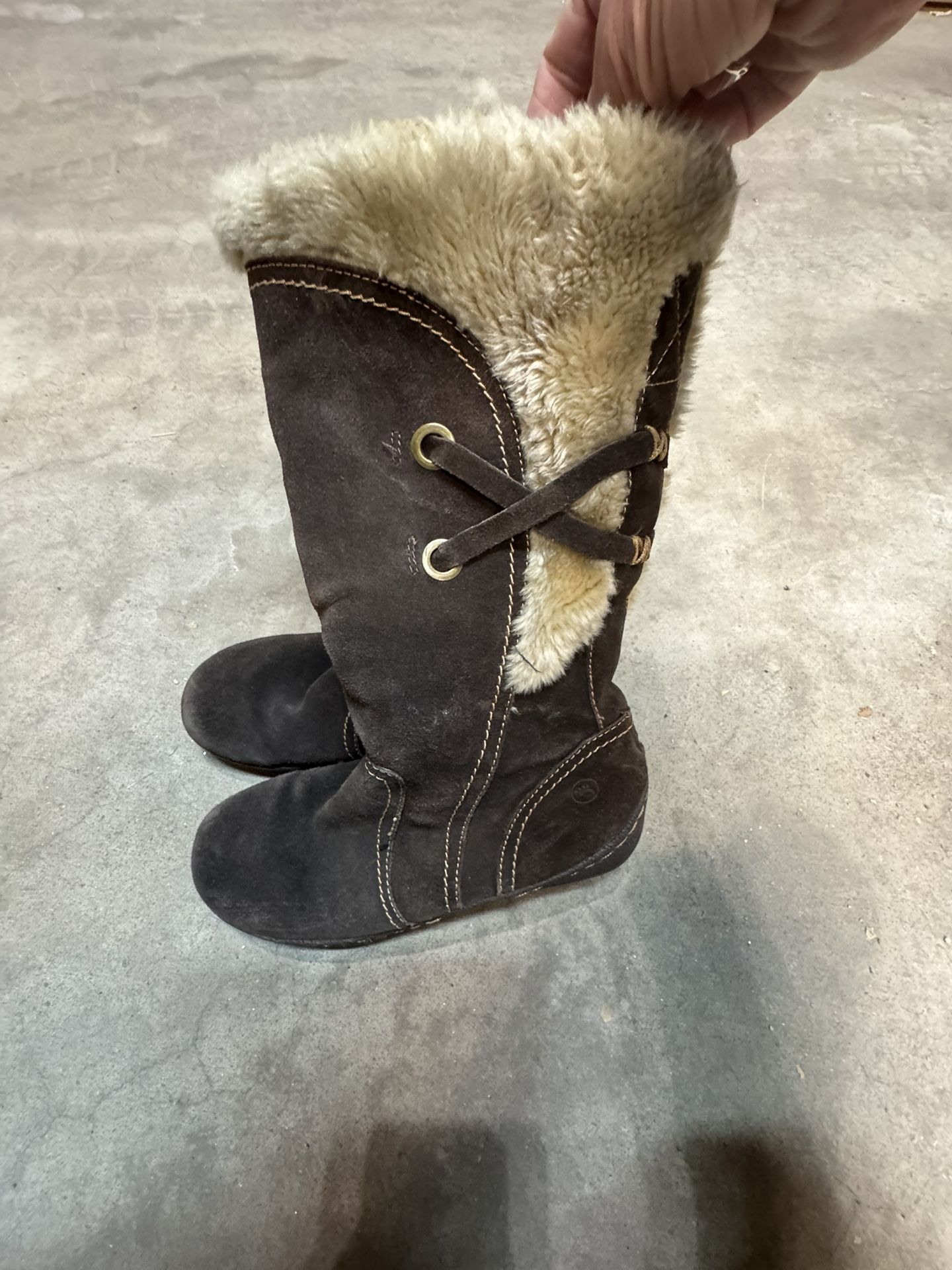 Bare Traps Brown Leather Faux Fur Snow Boots Women's Size 7M