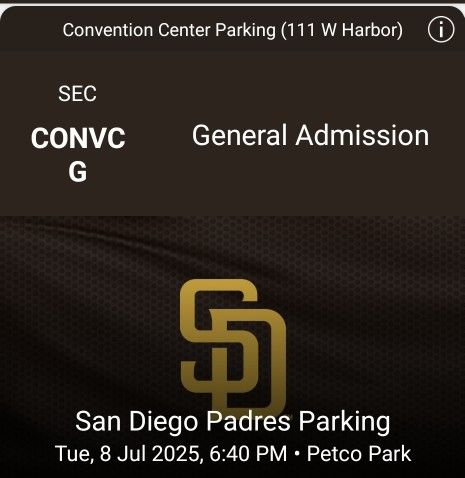 Padres Parking Pass 7/8 vs Dbacks