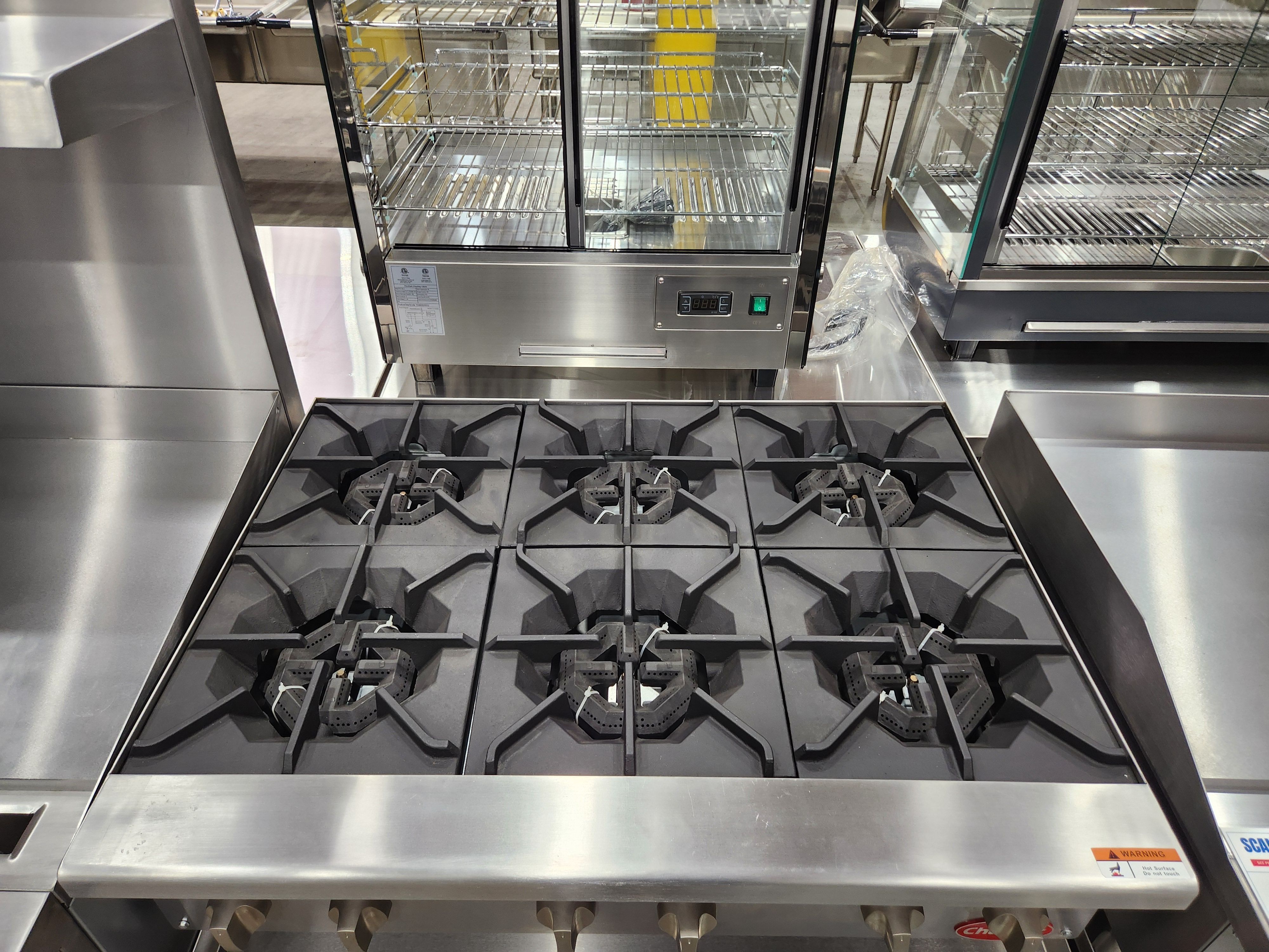 Flamaster FLM-HP36-M 36″ NG/LPG Gas Hot Plate with Six Burners, 150,000 BTU