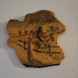 Country Cowgirl On Her Horse , Made From A Real Tree Seriously Wall Decoration 