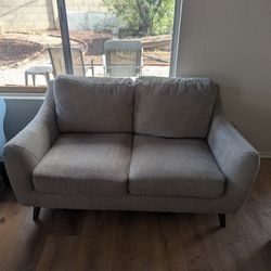 2 Seater Gray Suede Couch 
