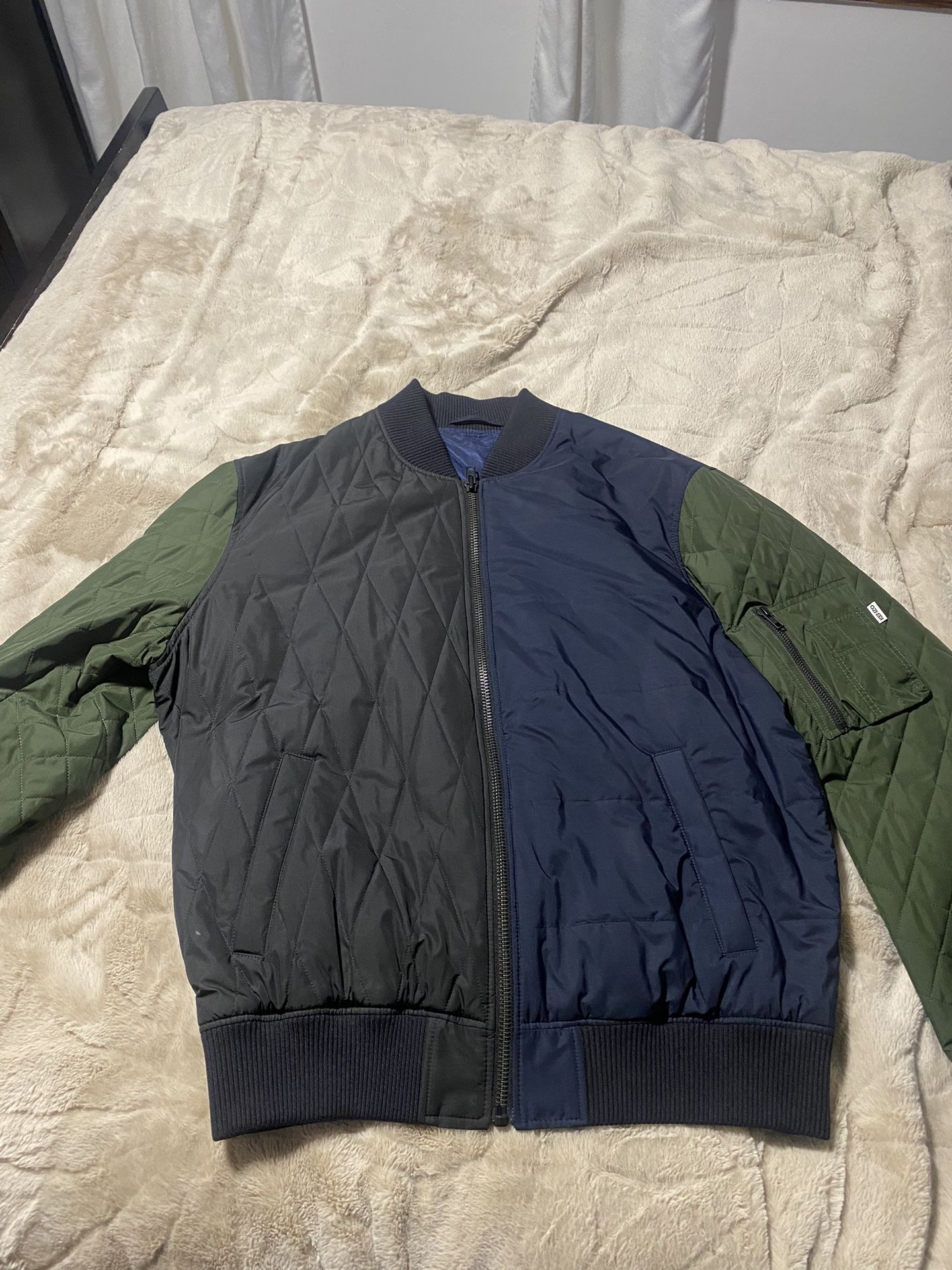 KENZO Quilted Colorblock Bomber Jacket, Navy