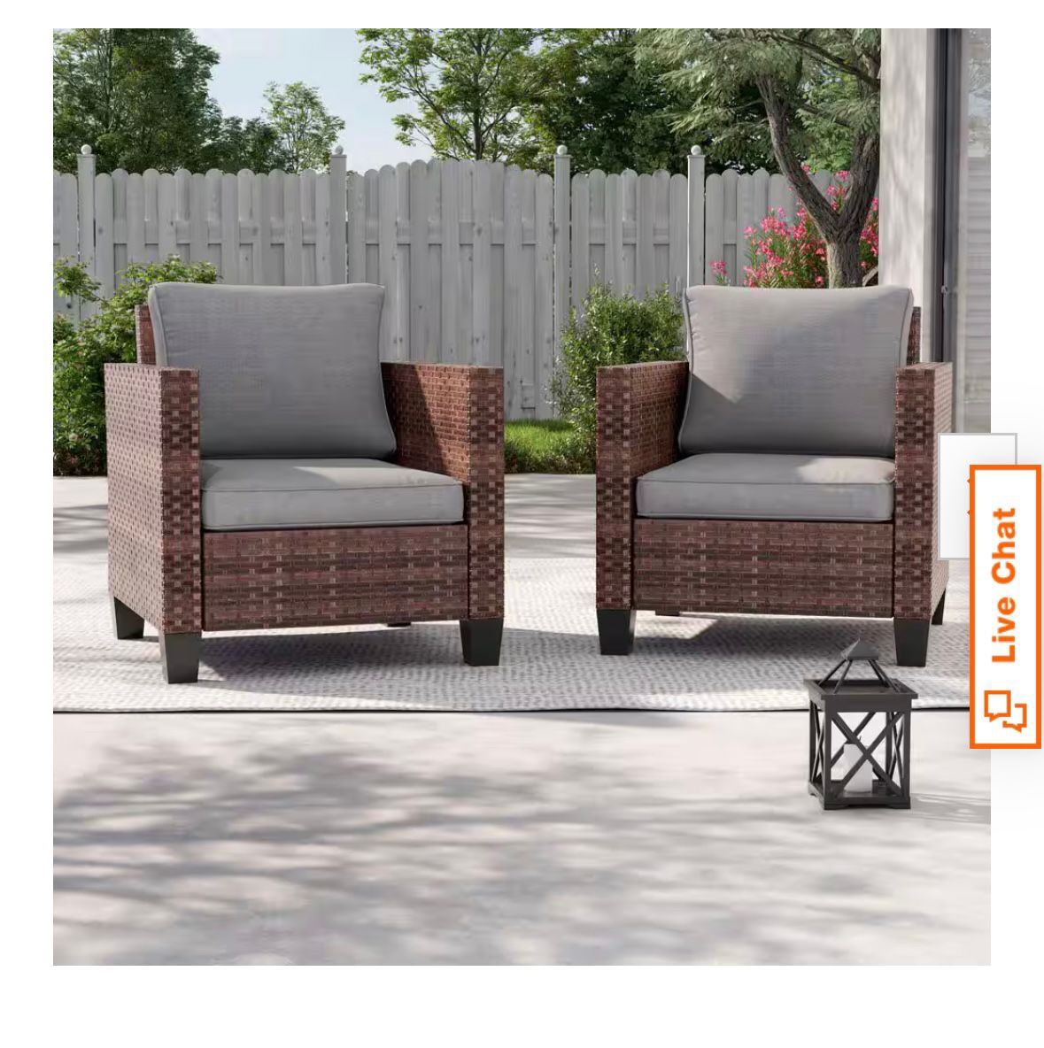 New JOYESERY Brown Wicker Outdoor Single Sofa, 4-Pack, with Gray Cushion
