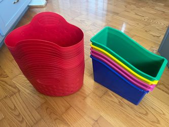 Teacher Book Bins and Art Supplies Storage