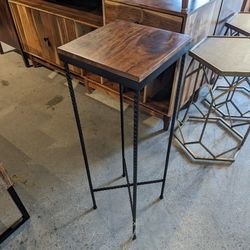 Wood And Iron Plant Stand