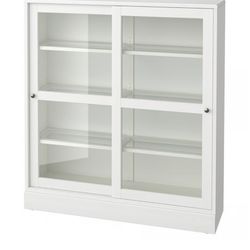 Two White IKEA Display Cabinets 