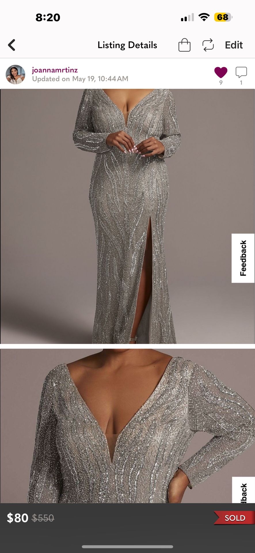 Long Sleeve Sequin Encrusted Dress