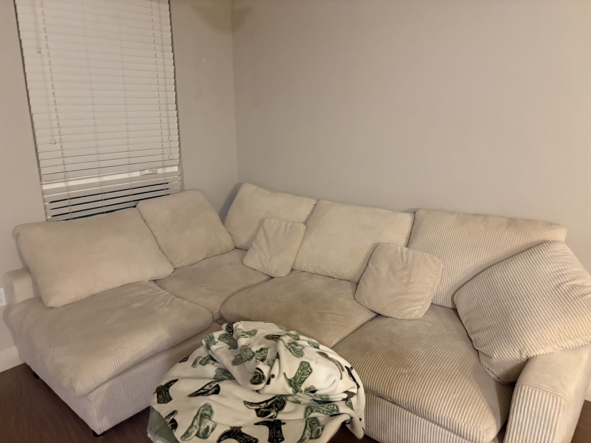 Cream/white Colored Modern Sectional Couch
