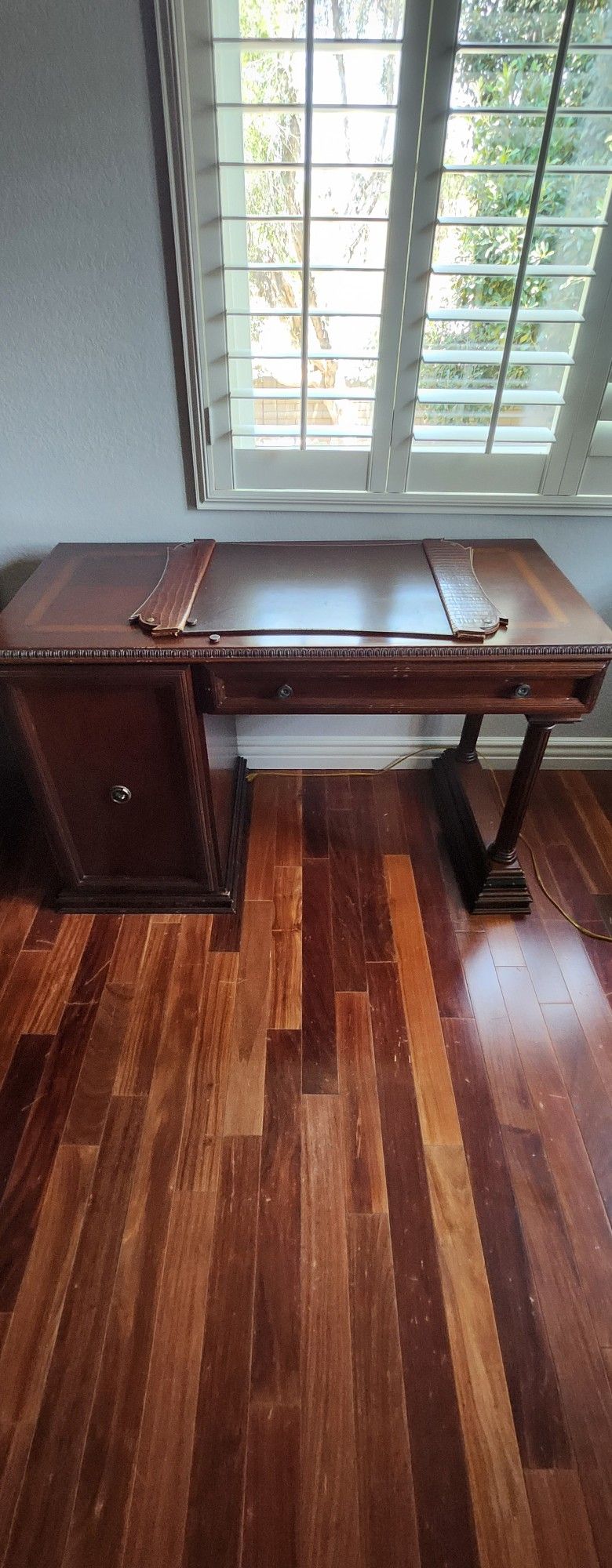 All Mahogany Hardwood Desk, Tall Cabinets, and File Cabinet Respirator