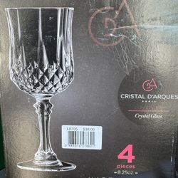 Cristal D’arques paris crystal Glass 4 pieces 8.25oz made in france 🇫🇷
