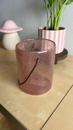 Pink wax candle holder