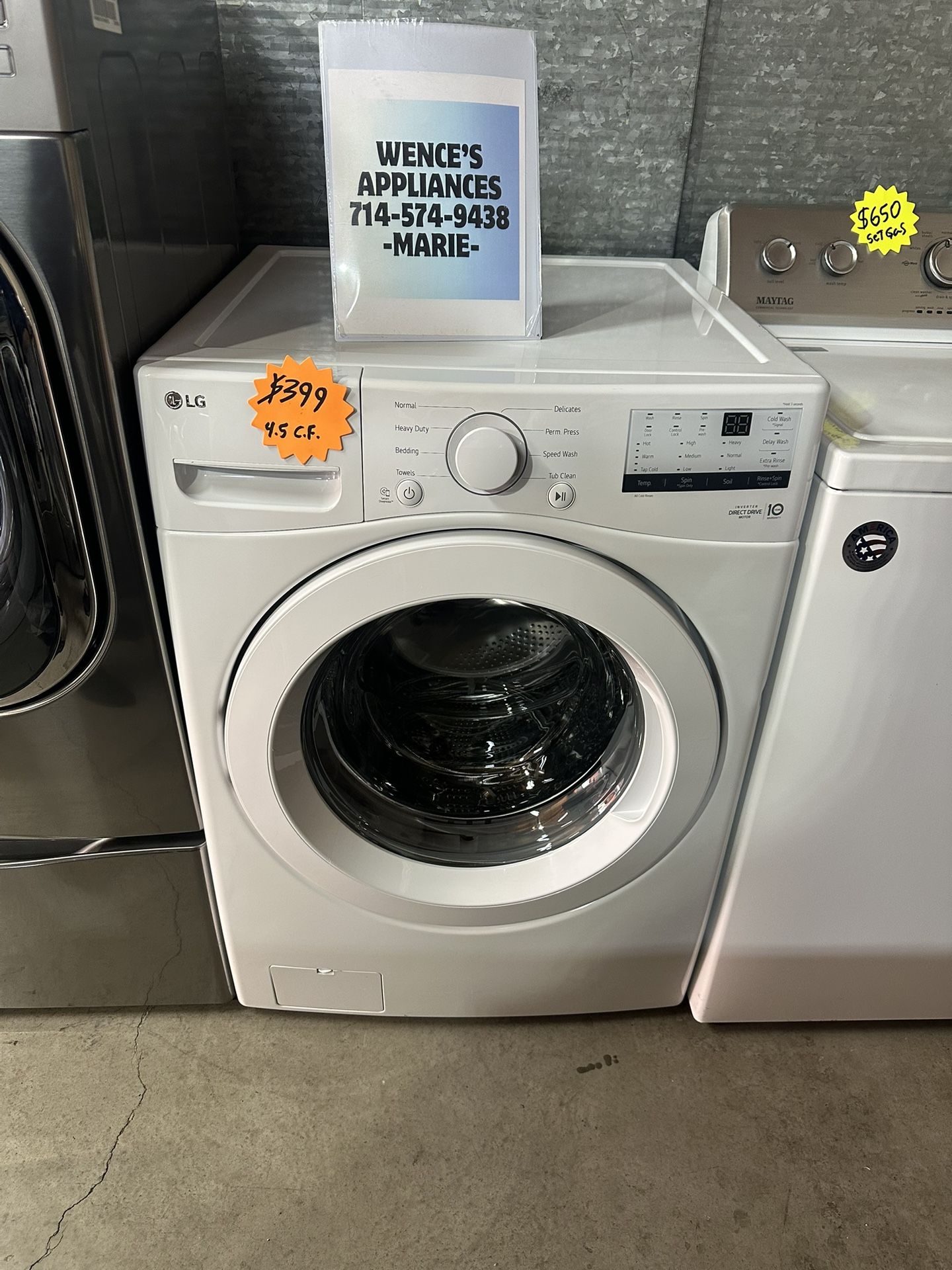 WHITE LG CRONT LOAD WASHER