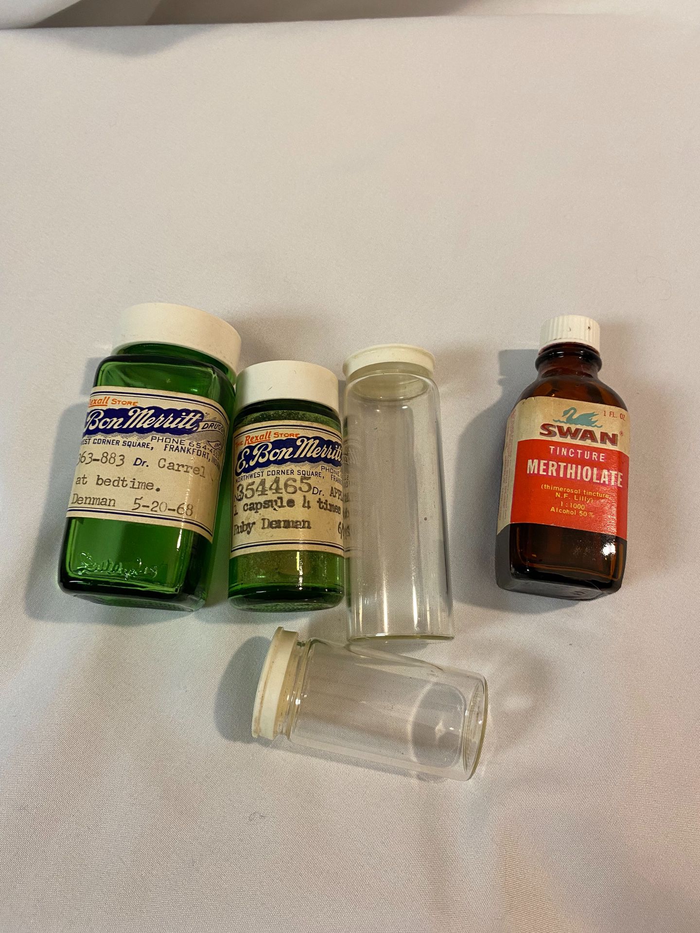 5 Antique Glass Medicine Bottles