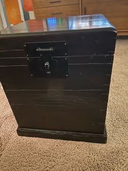 Black Wooden Storage Trunk with Latch- 2