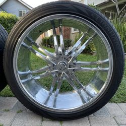 Universal 6 Lug Nut Rims & TIRES/ Universal Rines & LLANTAS De 6 birlos (6x5.31) & (6x5.5) size: 24”