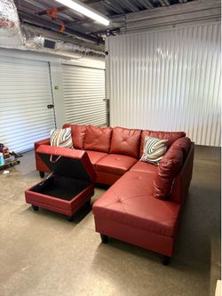 Free Delivery- Brand New Faux Leather Sectional Sofa