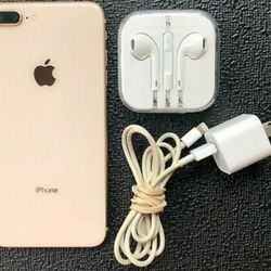 EXCELLENT PRE-OWNED APPLE IPHONE 8 PLUS ROSE GOLD 64GB EAR BUDS CHARGER NO BOX

