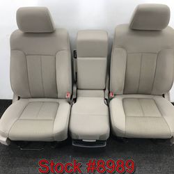 Front Seats For 2009 2010 Ford F150 40/20/40 Gray Tan Bucket Console Bench Seat Stock #8989 