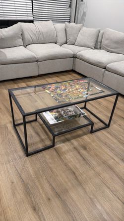 Black Metal Glass Top Coffee Table
