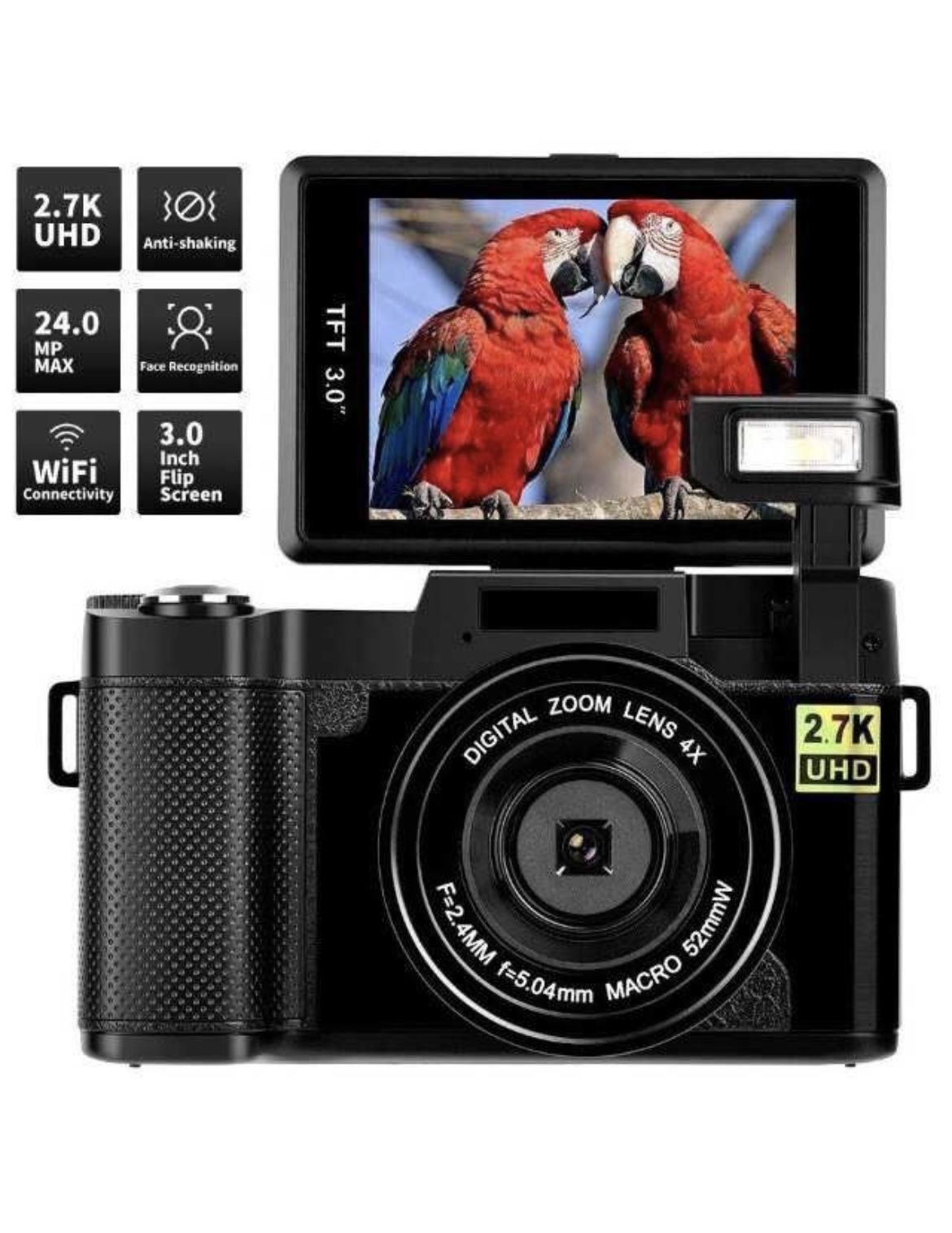 Digital Camera Vlogging Camera,24MP Ultra HD WIFI