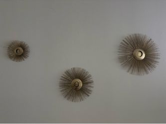 Set of 3 Gold Sunburst Metal Wall Décor