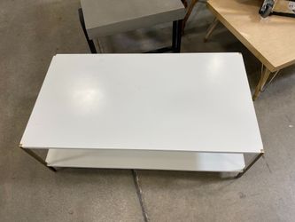 WILLIAM SONOMA Zane Modern White and Gold Coffee Table