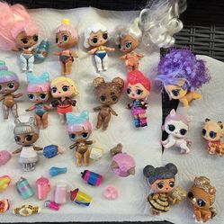 LOL SURPRISE DOLL KITTIE BABY  KITTIE CALICO  SECRET AGENT.  DISCO DOGGIE..ACCESSORIES ABOUT 30 PIECES  COLLECTIBLES ALL FOR $30.00 OR BEST OFFER