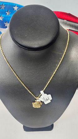 10k Hollow 22inch 2mm Chain And 10k Pendant