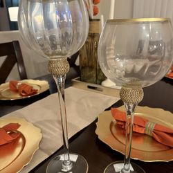Tall Glass Candle Holders 