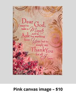 Pink canvas image: “Dear God”