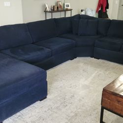 Living Spaces Navy Blue Sectional Couch 