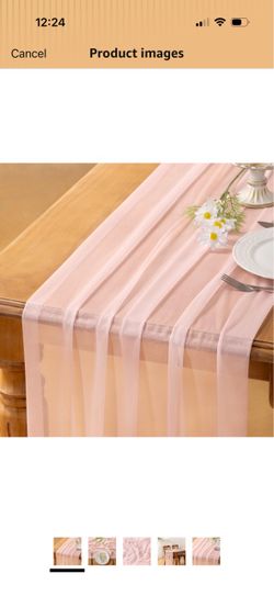 10pcs Blush Pink Gauze Table Runner Bulk Chiffon Like Wedding Table Runner 120 inch Long Boho Rustic Tablecloth for Bridal Shower Baby Shower Party Ho