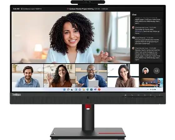 Lenovo ThinkVision T24mv-30 24" FHD Conferencing Monitor, Raven Black, USB-C Dock / Hub Monitor New
