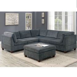 Modular Sectional With Ottoman Color Grey In Soft Chenille Color Brand New In Box Firm Price $1,000