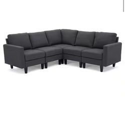 5 -Piece Fabric L-Shaped Sectional Sofa