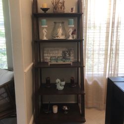 Wooden Self Standing Ladder Shelf Bookcase 