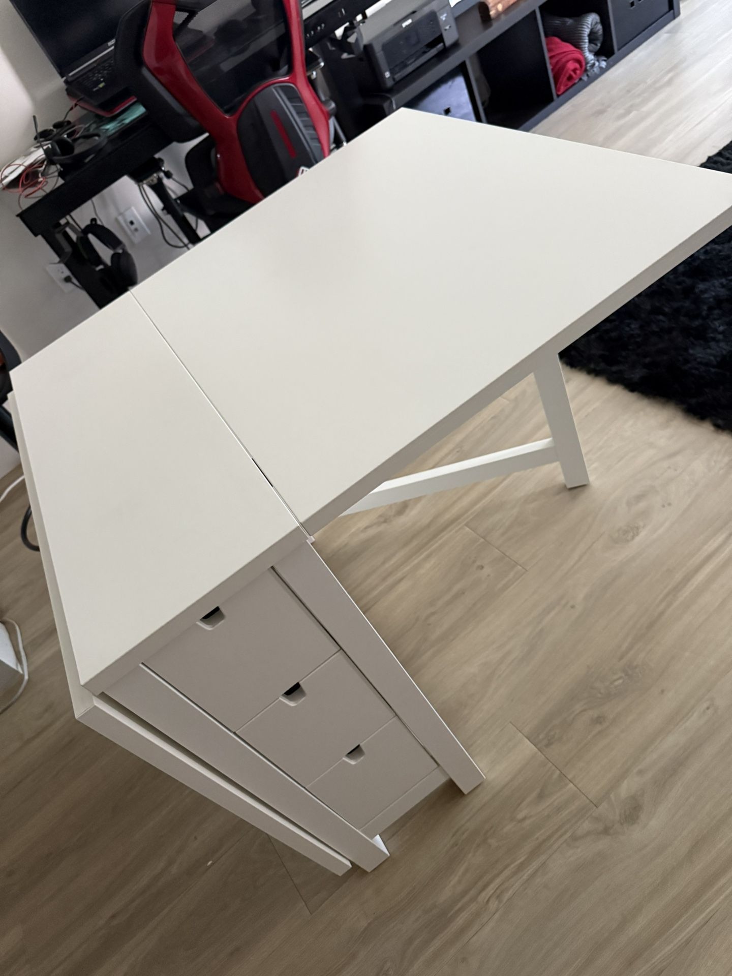 Folding Table With Drawers + 4 Folding Chairs