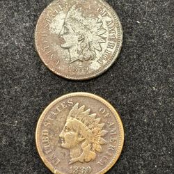 Pair 1879 & 1880 Indian Head Cents -- INCLUDES SEMI-KEY DATE COIN!