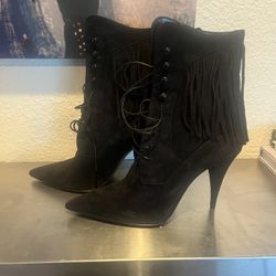 SAINT LAURENT lace Up Suede Boots 39