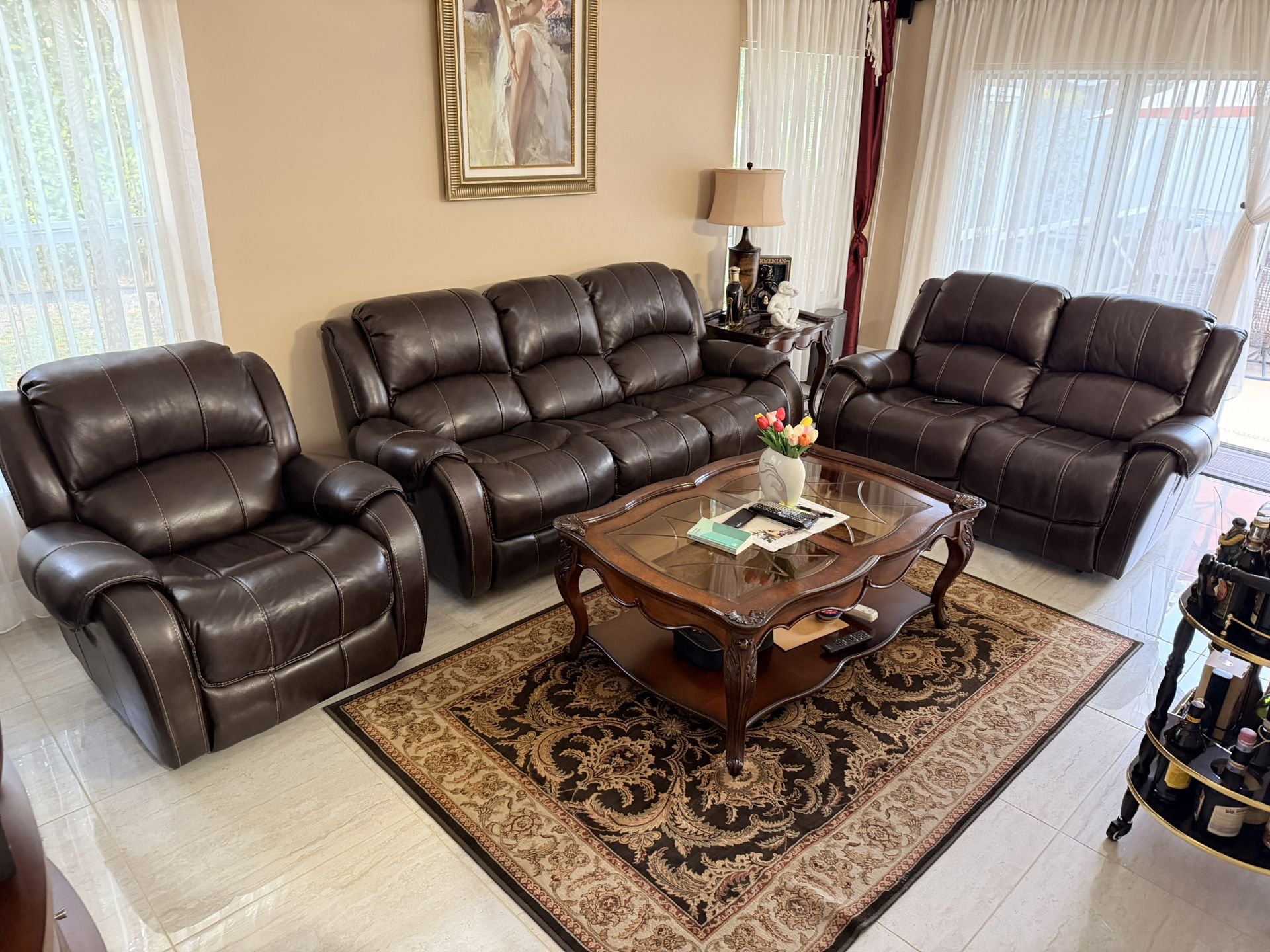Complete Set Leather Sofa - Like New