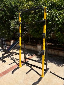 Adjustable Power Tower & Squat Rack with Pull-Up Bar and Dip Station