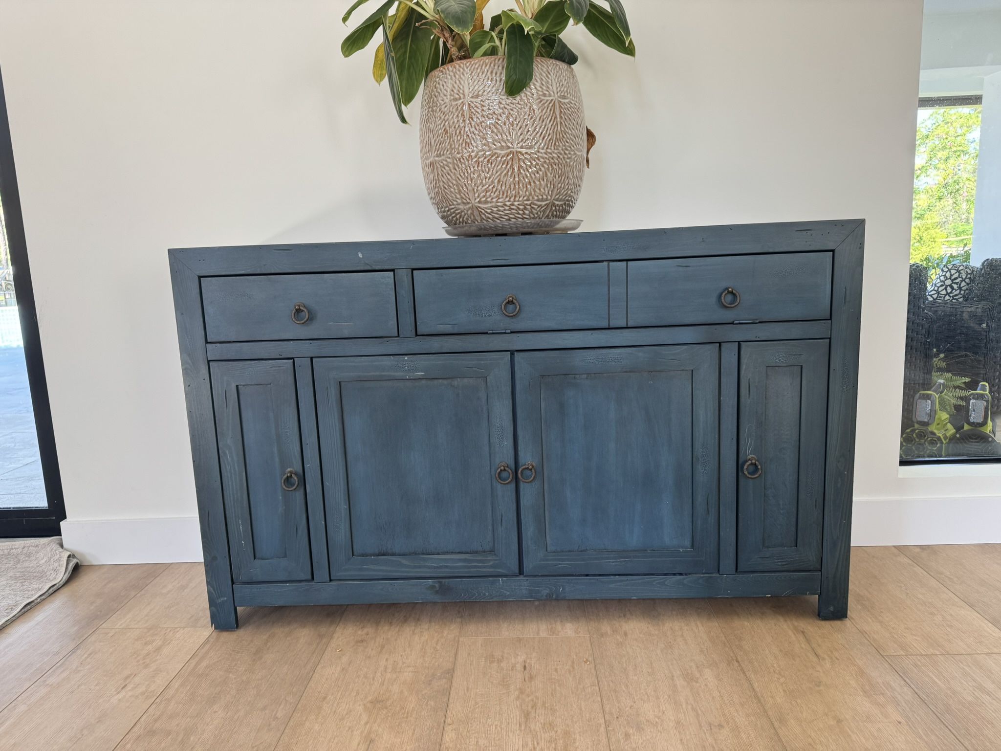 Teal Media Cabinet