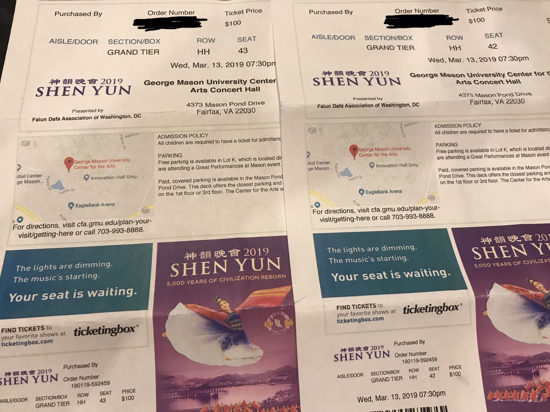 2 tickets for Shen Yun