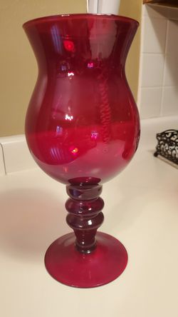Glass Red Vase 11.5" H x 5" W