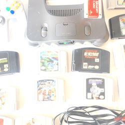 Nintendo 64 With Games And Memory Card