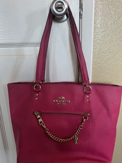 Pink With Gold Details Coach Purse