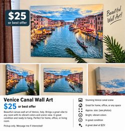 Venice Canal Canvas Wall Art